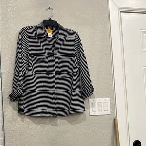 Ruby Rd. Navy and White Striped Top